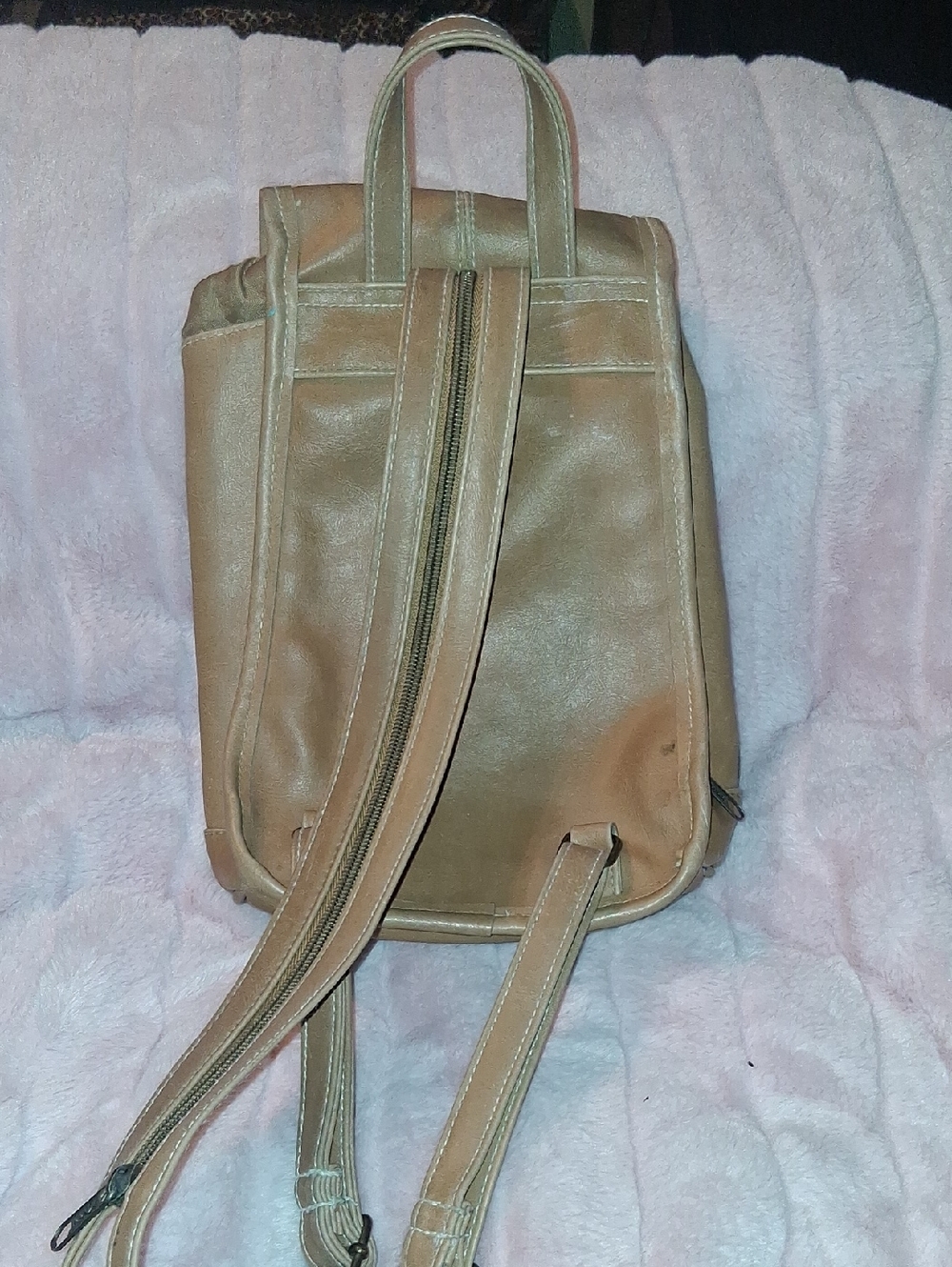 Mudd Light Tan Faux Leather Drawstring Mini Backpack - Picture 6 of 10